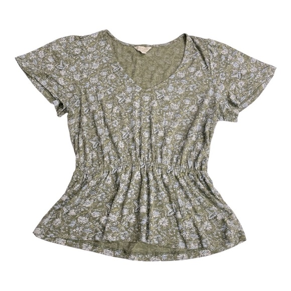 Lucky brand peplum Green Blue floral blouse/ Top size S/P - Picture 7 of 13